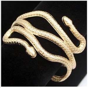 Gold Spiral Snake Arm Cuff, Armlet
